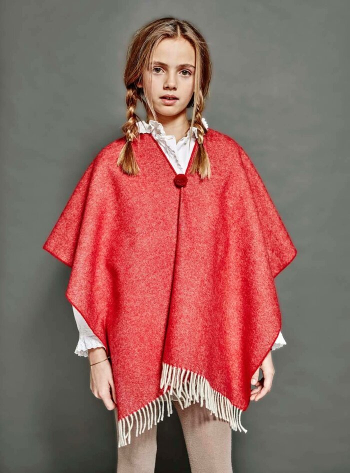 PONCHO STAR MAPACHA ENFANTS ROUGE