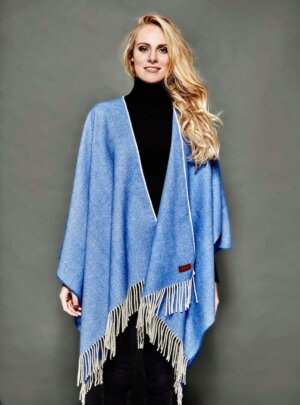 PONCHO DEIA LONG BLEU AZUR