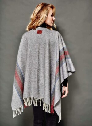 PONCHO DEIA COURT GRIS PERLE Rayures dos