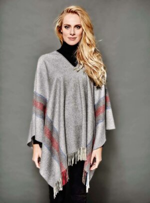 PONCHO DEIA COURT GRIS PERLE Rayures