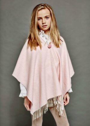 PONCHO STAR MAPACHA ENFANTS ROSA devant