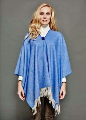 PONCHO DEIA LONG BLEU AZUR