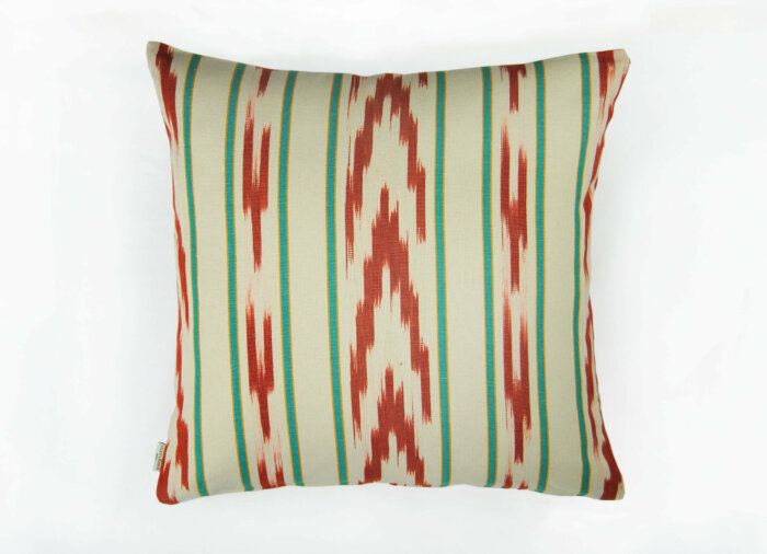 Housse Coussin IKAT OFFRE VERMEIL ET VERT