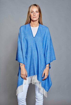PONCHO MAYAS BLEU AZUR Devant