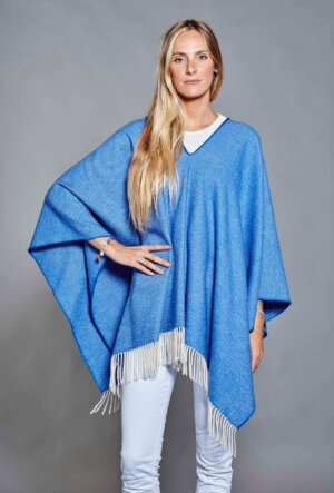 PONCHO MAYAS BLEU AZUR Devant