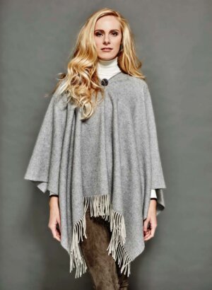 PONCHO MAYAS GRIS PERLE Poncho léger