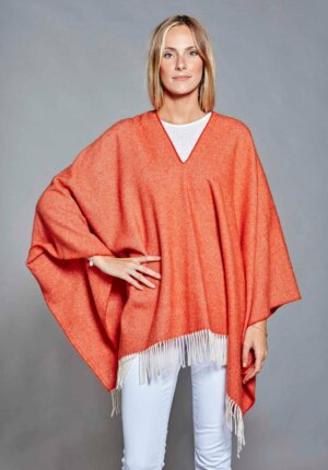 PONCHO MAYAS ORANGE Poncho léger, extra doux et chaud