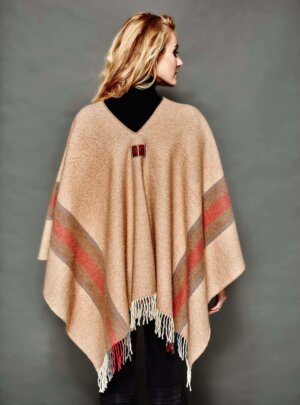 PONCHO MAYAS RAYURES CAMEL DOS