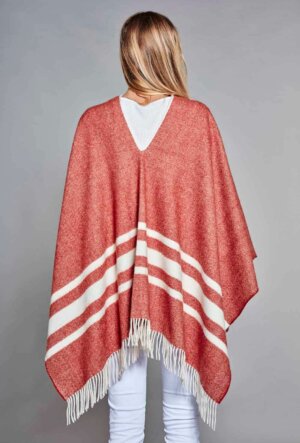 PONCHO MAYAS TEJA BRIQUE RAYURES