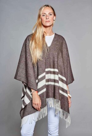 PONCHO MAYAS ROYAL MARRON RAYURES