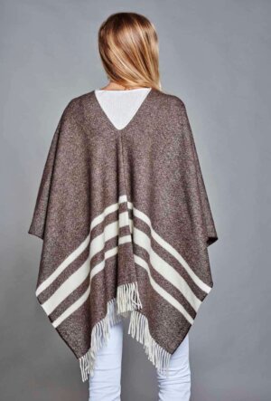 PONCHO MAYAS ROYAL MARRON RAYURES