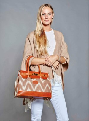 SAC CARMEN SMALL IKAT CAMEL CUIR CLAIR