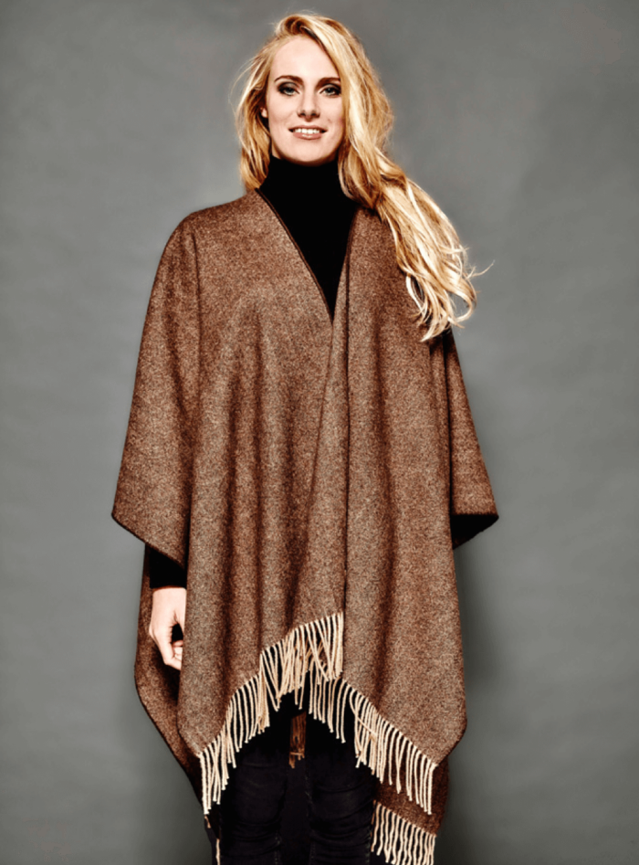 PONCHO DEIA LONG MARRON FONCÉ