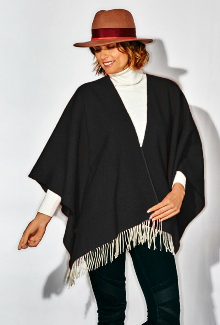 PONCHO DEIA COURT NOIR