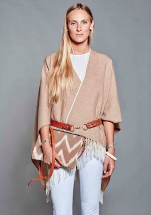 AMAIA Toile Ikat Camel et cuir clair