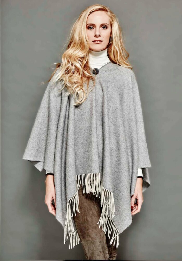 PONCHO MAYAS GRIS PERLE Poncho léger