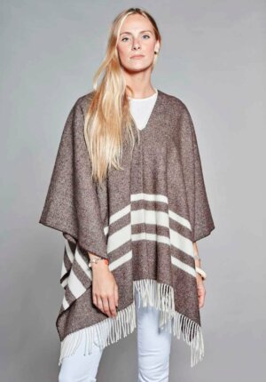 PONCHO MAYAS ROYAL MARRON RAYURES