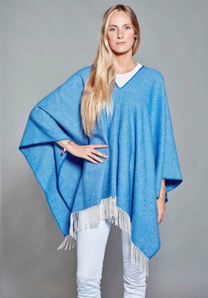 PONCHO MAYAS BLEU AZUR - Poncho doux