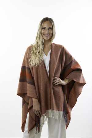 PONCHO DEIA LONG BRIQUE RAYÉ