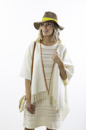 PONCHO DEIA COURT ECRU Orange