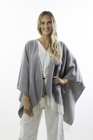 PONCHO DEIA COURT GRIS PERLE