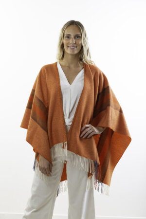 PONCHO DEIA LONG ORANGE RAYÉ