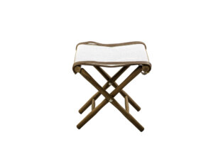 TABOURET TOILE IKAT RAYURES MARINE ET BLANC