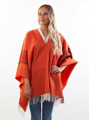 PONCHO MAYAS ORANGE RAYÉ