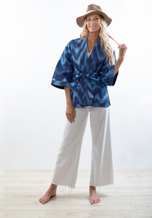 VESTE KIMONO Bleu ciel/marine