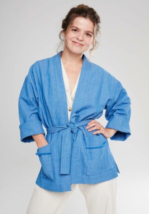 VESTE KIMONO bleu jean